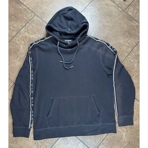 Vintage Express Black Hoodie Mens Large Y2K Graphic EXP Arm Length  Pullover